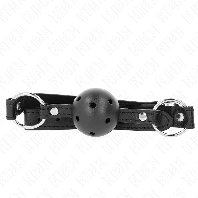 KINK - BOULE NOIRE CREUSE DURE 4,5 CM GAG MODÈLE 1 63,5 X 2 CM KINK COLLAR & GAG