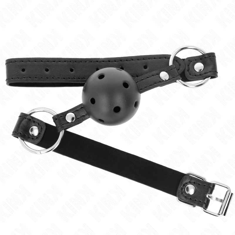 KINK - BOULE NOIRE CREUSE DURE 4,5 CM GAG MODÈLE 1 63,5 X 2 CM KINK COLLAR & GAG