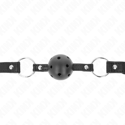 KINK - BOULE NOIRE CREUSE DURE 4,5 CM GAG MODÈLE 1 63,5 X 2 CM KINK COLLAR & GAG