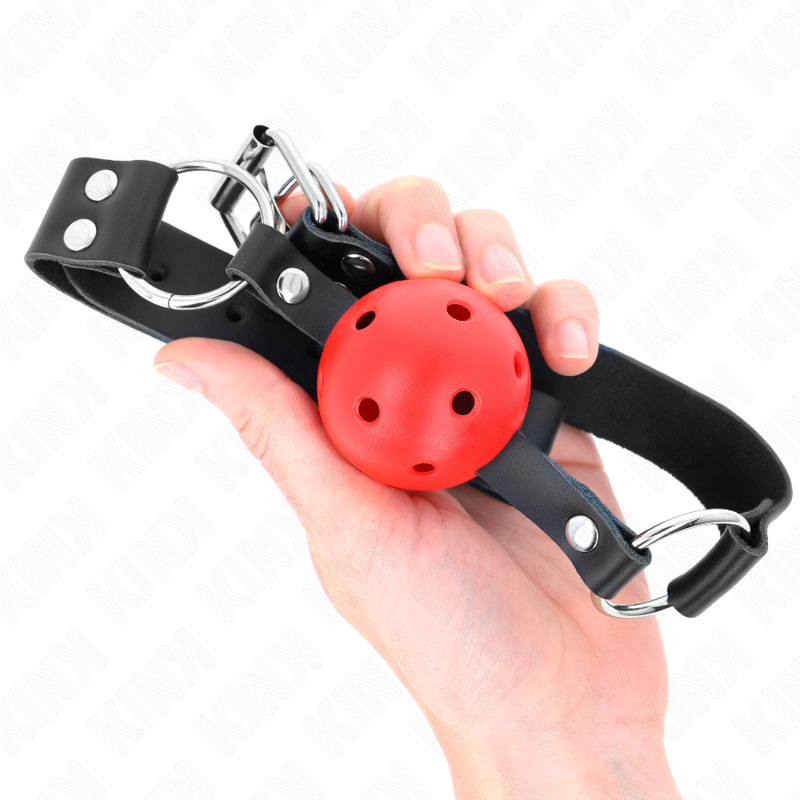 KINK - BALLE RESPIRANTE 4 CM BAG AVEC DOUBLE RIVET ROUGE 62,5 x 2,5 CM AJUSTABLE 42-58 CM KINK COLLAR & GAG