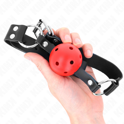 KINK - BALLE RESPIRANTE 4 CM BAG AVEC DOUBLE RIVET ROUGE 62,5 x 2,5 CM AJUSTABLE 42-58 CM KINK COLLAR & GAG