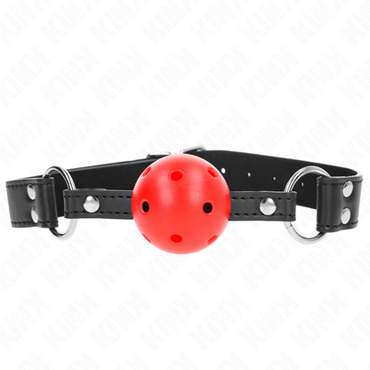 KINK - BÂTON RESPIRANT 4 CM AVEC DOUBLE RIVET CUIR 62,5 x 2,5 CM RÉGLABLE 42-58 CM KINK COLLAR & GAG