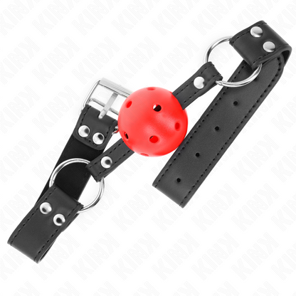 KINK - BÂTON RESPIRANT 4 CM AVEC DOUBLE RIVET CUIR 62,5 x 2,5 CM RÉGLABLE 42-58 CM KINK COLLAR & GAG