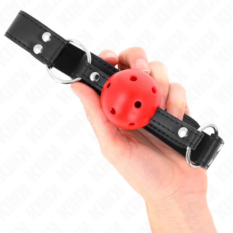 KINK - BÂTON RESPIRANT 4 CM AVEC DOUBLE RIVET CUIR 62,5 x 2,5 CM RÉGLABLE 42-58 CM KINK COLLAR & GAG