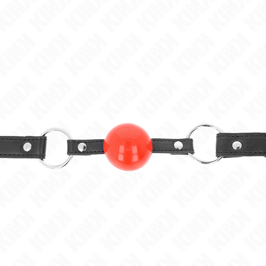 KINK - BÂILLON BALLE 4 CM AVEC SERRURE BOULE ROUGE BRACELET NOIR 60 x 2 CM KINK COLLAR & GAG