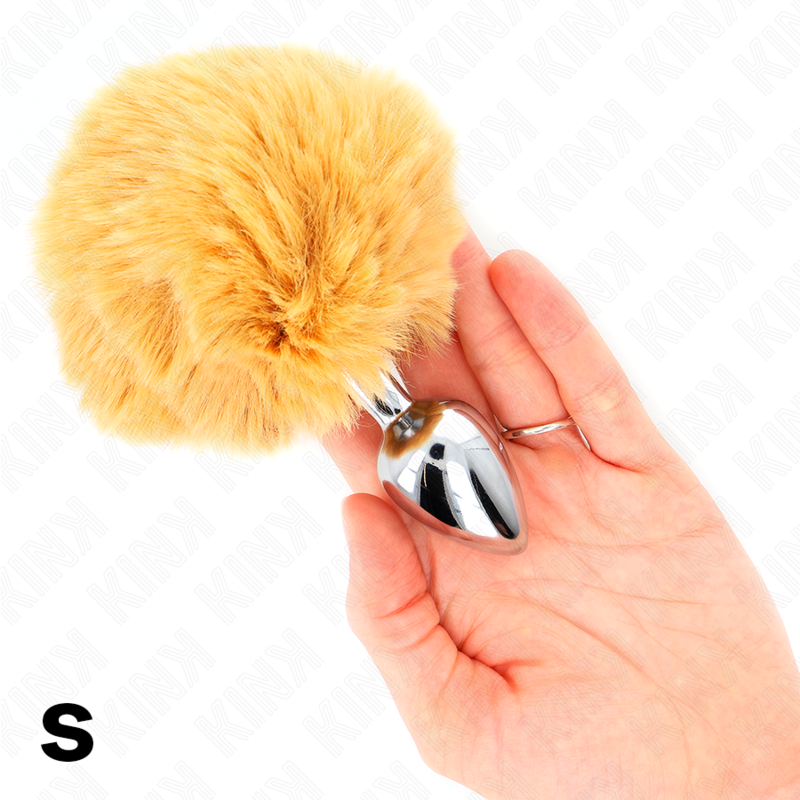 KINK - BOUCHON EN ACIER INOXYDABLE 7 x 3 CM AVEC QUEUE DE LAPIN EN FAUSSE FOURRURE BEIGE 8 CM KINK PLEASURE PLUGS