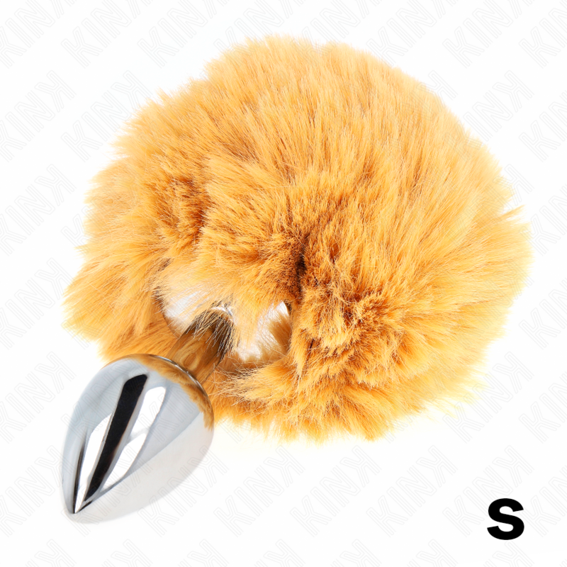 KINK - BOUCHON EN ACIER INOXYDABLE 7 x 3 CM AVEC QUEUE DE LAPIN EN FAUSSE FOURRURE BEIGE 8 CM KINK PLEASURE PLUGS
