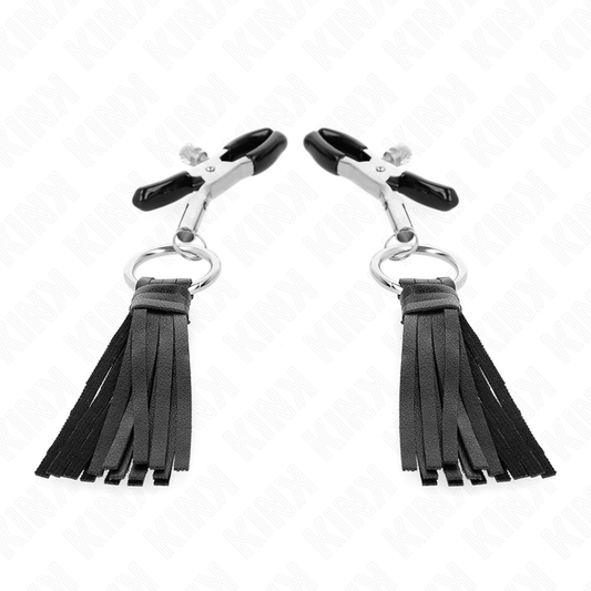 KINK - PINCES À TÉLÉMONS À PAMPONS EN CUIRETTE 6 CM KINK NIPPLE GRIP