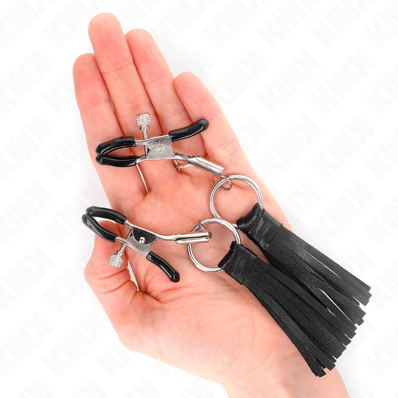 KINK - PINCES À TÉLÉMONS À PAMPONS EN CUIRETTE 6 CM KINK NIPPLE GRIP