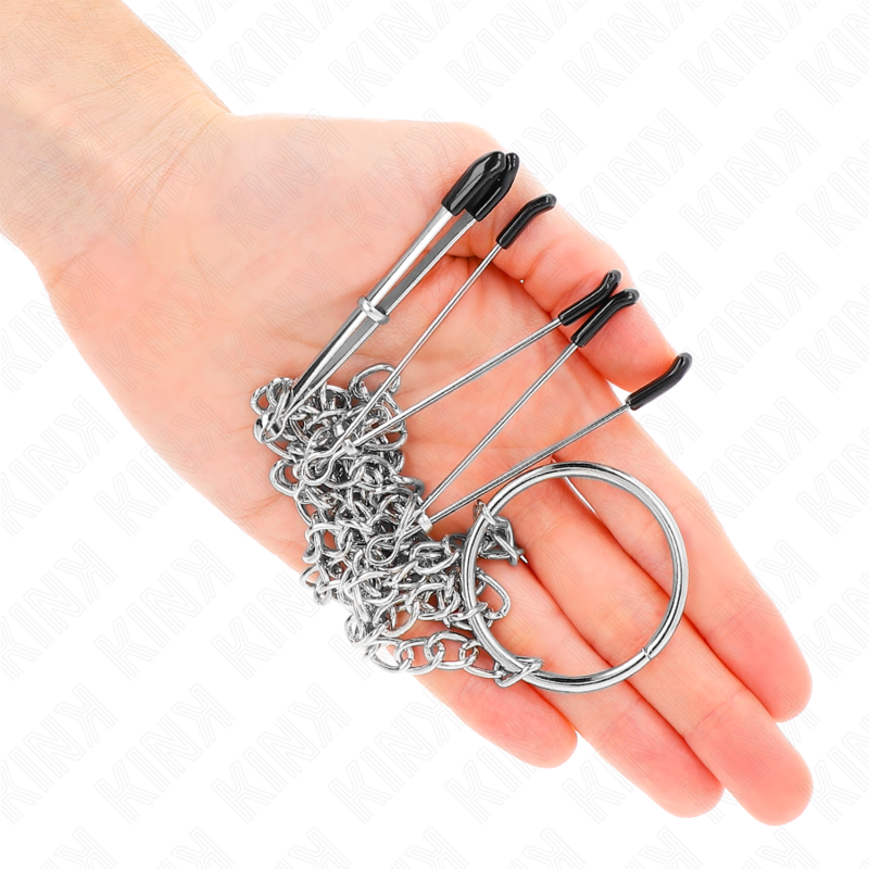 KINK - PINCES TRIPLE À TAMELON ET CLITO AVEC CHAÎNE MODÈLE 1 KINK NIPPLE GRIP
