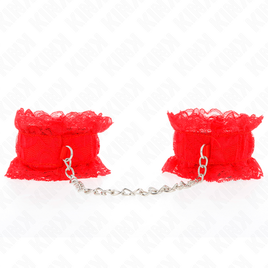 KINK - ATTENTES-POIGNETS ÉLASTIQUES EN DENTELLE ROUGE KINK WRIST RESTRAINT