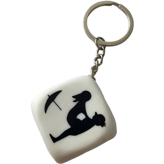 DIABLO PICANTE - PORTE-CLÉS DÉS BLANC AVEC POSES DIABLO PICANTE