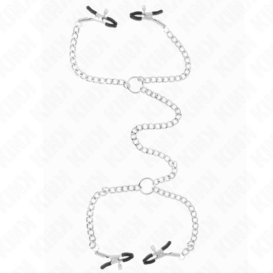 KINK - 4 PINCES À METON CHAÎNE 32 CM AVEC PETITES CHAÎNES 14 CM KINK NIPPLE GRIP