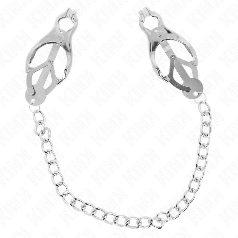 KINK - PINCES À METELLES TRÈFLE JAPONAIS AVEC CHAÎNE ARGENT 30 CM KINK NIPPLE GRIP