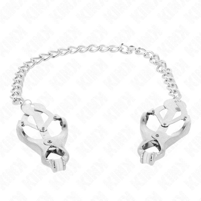 KINK - PINCES À METELLES TRÈFLE JAPONAIS AVEC CHAÎNE ARGENT 30 CM KINK NIPPLE GRIP