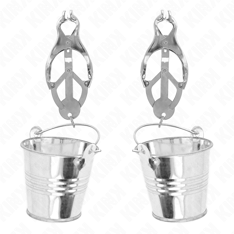 KINK - PINCES À SEINS TRÈFLE JAPONAIS AVEC SEAU ARGENT KINK NIPPLE GRIP