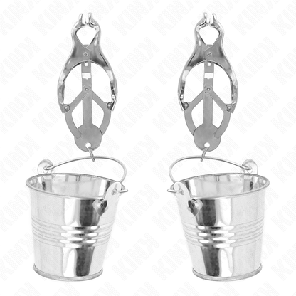 KINK - PINCES À SEINS TRÈFLE JAPONAIS AVEC SEAU ARGENT KINK NIPPLE GRIP