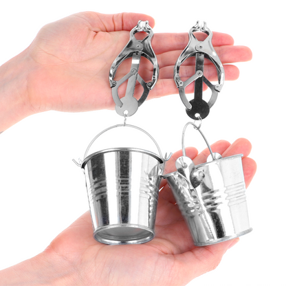 KINK - PINCES À SEINS TRÈFLE JAPONAIS AVEC SEAU ARGENT KINK NIPPLE GRIP