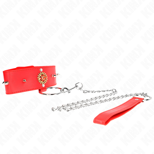 KINK - COLLIER DIAMANTS ROUGES AVEC CEINTURE 65 CM AJDUSTABLE 35-51 CM X 7 CM KINK COLLAR & GAG