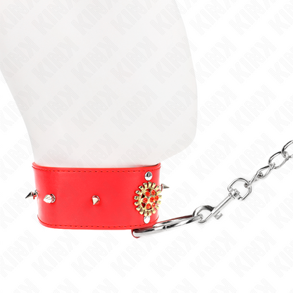 KINK - COLLIER DIAMANTS ROUGES AVEC CEINTURE 65 CM AJDUSTABLE 35-51 CM X 7 CM KINK COLLAR & GAG