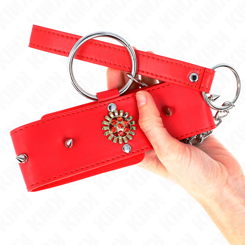 KINK - COLLIER DIAMANTS ROUGES AVEC CEINTURE 65 CM AJDUSTABLE 35-51 CM X 7 CM KINK COLLAR & GAG