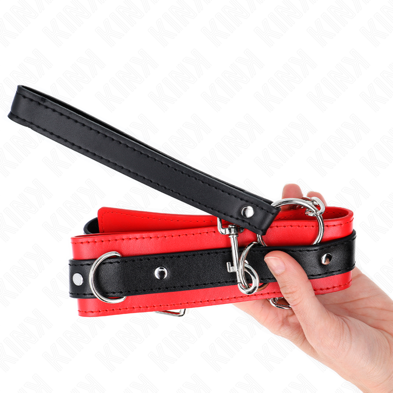 KINK - COLLIER MODÈLE BASIC AVEC LAISSE 65 CM MODÈLE 3 ROUGE 53 X 5 CM KINK COLLAR & GAG