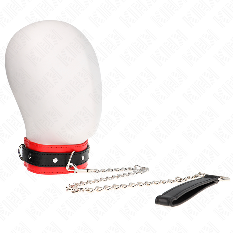 KINK - COLLIER MODÈLE BASIC AVEC LAISSE 65 CM MODÈLE 3 ROUGE 53 X 5 CM KINK COLLAR & GAG