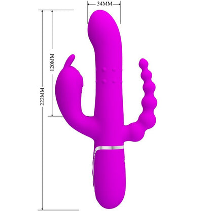 PRETTY LOVE - CAMMY TRIPLE VIBRATEUR MULTIFONCTION 4 EN 1 ROSE PRETTY LOVE FLIRTATION