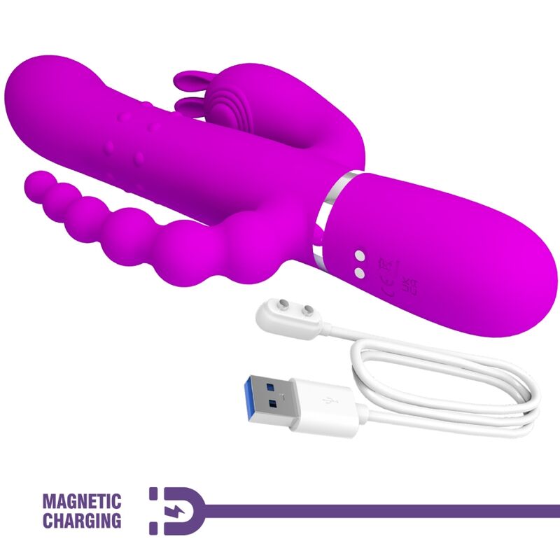 PRETTY LOVE - CAMMY TRIPLE VIBRATEUR MULTIFONCTION 4 EN 1 ROSE PRETTY LOVE FLIRTATION