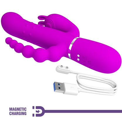 PRETTY LOVE - CAMMY TRIPLE VIBRATEUR MULTIFONCTION 4 EN 1 ROSE PRETTY LOVE FLIRTATION