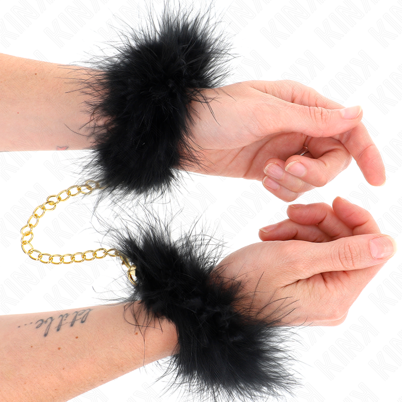 KINK - MANCHETTES EN PLUME AVEC CHAÎNE OR MODÈLE 0 KINK WRIST RESTRAINT