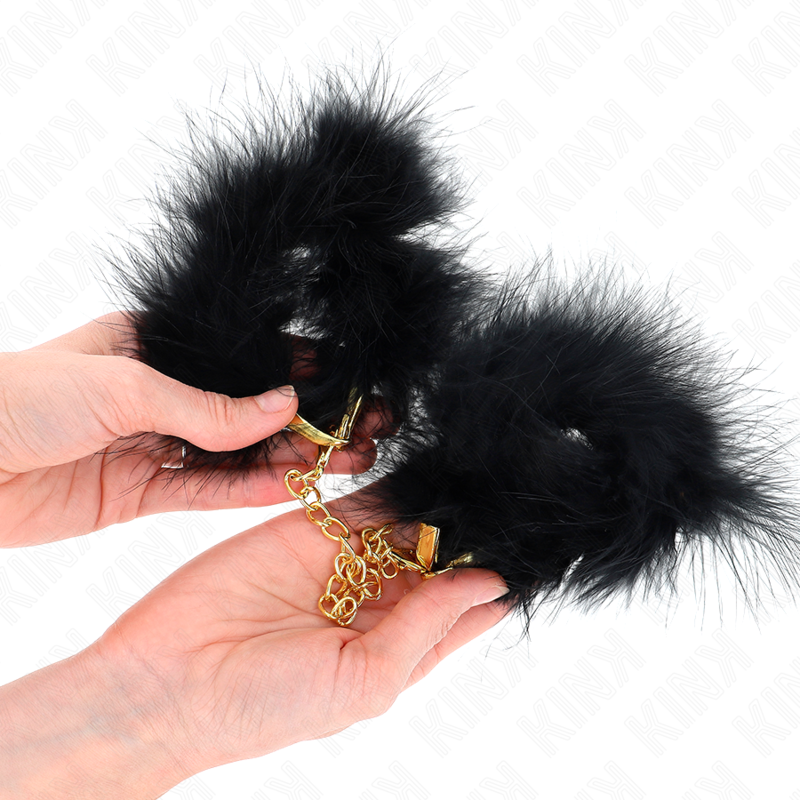 KINK - MANCHETTES EN PLUME AVEC CHAÎNE OR MODÈLE 0 KINK WRIST RESTRAINT