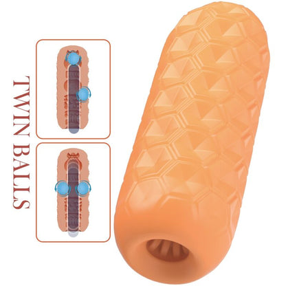 PRETTY LOVE - MASTURBATEUR POUR HOMME À DEUX BOULES ORANGE PRETTY LOVE FLIRTATION