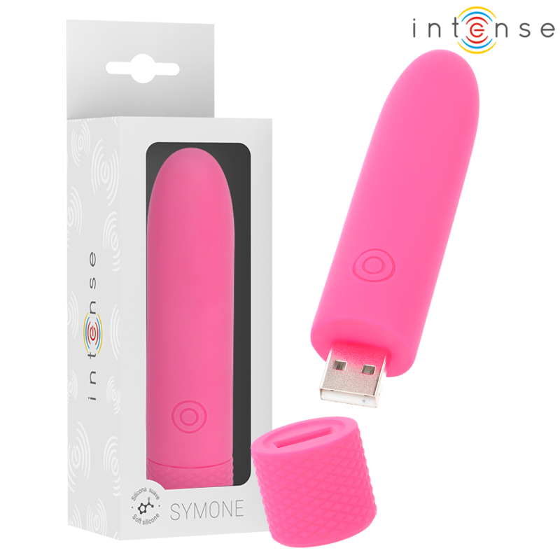 INTENSE - SYMONE BULLET VIBRANT RECHARGEABLE USB 8 VIBRATIONS ROSE 10 X 2,2 CM INTENSE FUN TOYS