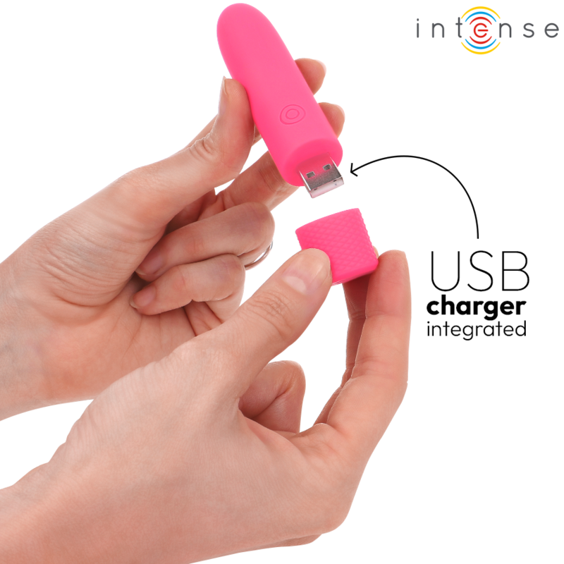 INTENSE - SYMONE BULLET VIBRANT RECHARGEABLE USB 8 VIBRATIONS ROSE 10 X 2,2 CM INTENSE FUN TOYS