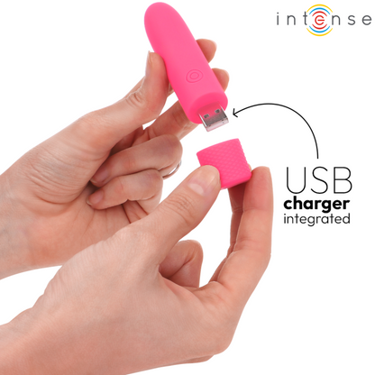 INTENSE - SYMONE BULLET VIBRANT RECHARGEABLE USB 8 VIBRATIONS ROSE 10 X 2,2 CM INTENSE FUN TOYS