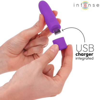 INTENSE - SYMONE BULLET VIBRANT RECHARGEABLE USB 8 VIBRATIONS VIOLET 10 X 2,2 CM INTENSE FUN TOYS