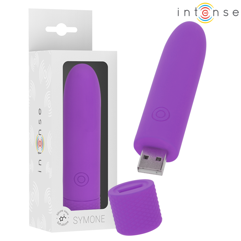 INTENSE - SYMONE BULLET VIBRANT RECHARGEABLE USB 8 VIBRATIONS VIOLET 10 X 2,2 CM INTENSE FUN TOYS