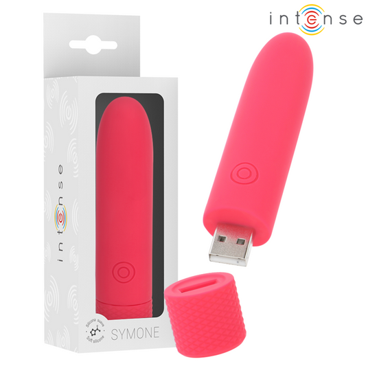INTENSE - SYMONE BULLET VIBRANT RECHARGEABLE USB 8 VIBRATIONS ROUGE 10 X 2,2 CM INTENSE FUN TOYS