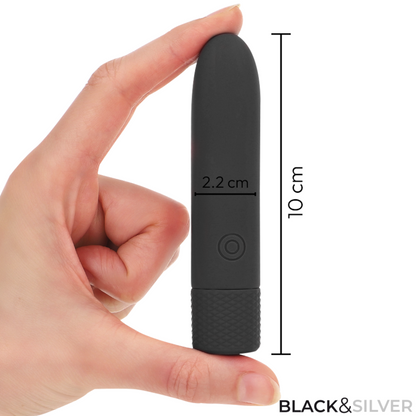 BLACK & SILVER - GERI BULLET VIBRANT RECHARGEABLE USB 8 VIBRATIONS NOIR 10 X 2,2 CM BLACK&SILVER