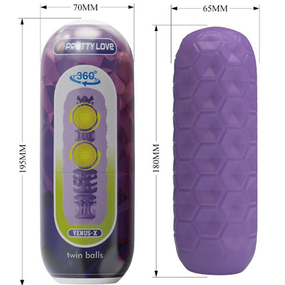 PRETTY LOVE - MASTURBATEUR POUR HOMME À DEUX BOULES VIOLET PRETTY LOVE