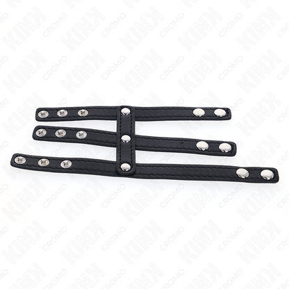 KINK - ANNEAU PÉNIS EN CUIR TRIPLE AVEC FERMETURE À PRESSION KINK RING POWER