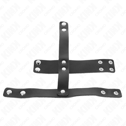 KINK - ANNEAU DE CAGE À PÉNIS EN CUIR AVEC SÉPARATEUR DE BALLES RÉGLABLE KINK RING POWER