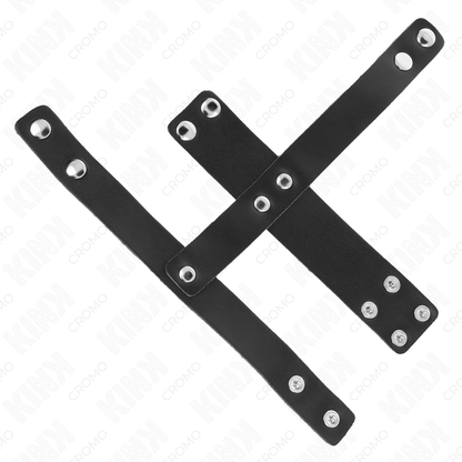 KINK - ANNEAU DE CAGE À PÉNIS EN CUIR AVEC SÉPARATEUR DE BALLES RÉGLABLE KINK RING POWER