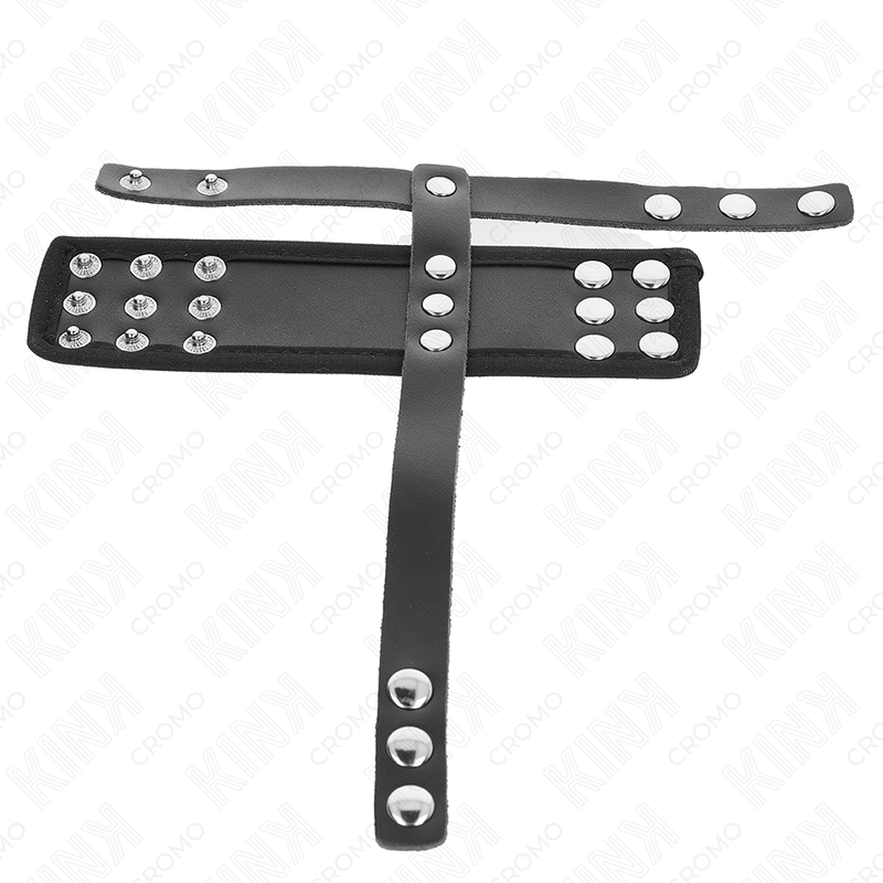 KINK - ANNEAU DE CAGE À PÉNIS EN CUIR AVEC SANGLE RÉGLABLE DE SÉPARATION DES BALLES REVÊTUEUSE KINK RING POWER