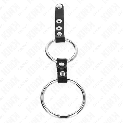 KINK - DOUBLE ANNEAU PÉNIS 3,8 CM À 5 CM CONNECTÉ PAR CUIR KINK RING POWER
