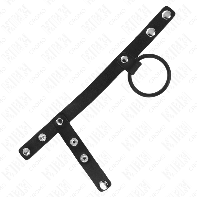 KINK - ANNEAU PÉNIS EN SILICONE 3,8 CM AVEC SÉPARATEUR DE BALLES ET SANGLE EN CUIR 22 X 1,5 CM KINK RING POWER
