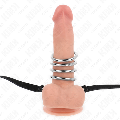 KINK - 5 ANNEAUX PÉNIS 3,8 CM À 5 CM MÉTAL AVEC CEINTURE CUIR 112 CM KINK RING POWER