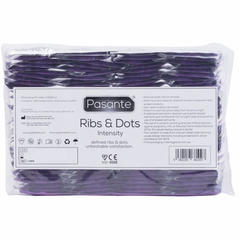 PASANTE - PRÉSERVATIFS INTENSITÉ RIBS & DOTS 144 UNITÉS PASANTE