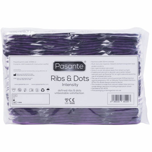 PASANTE - PRÉSERVATIFS INTENSITÉ RIBS & DOTS 144 UNITÉS PASANTE